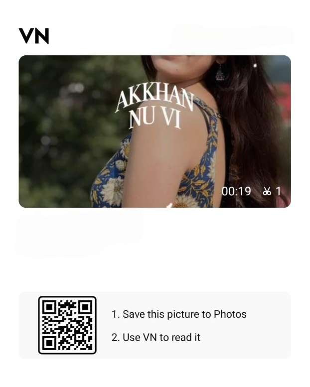 VN QR code reel editing - A smartphone showing a QR code being scanned