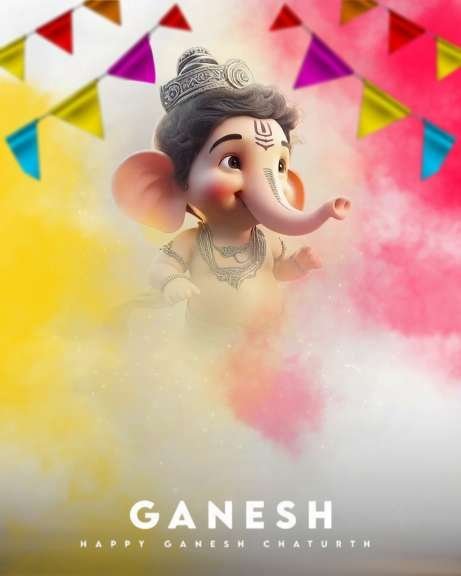 Ganesh Chaturthi photo editing prompt - Use exactly 2 uploaded images. Image 1 is